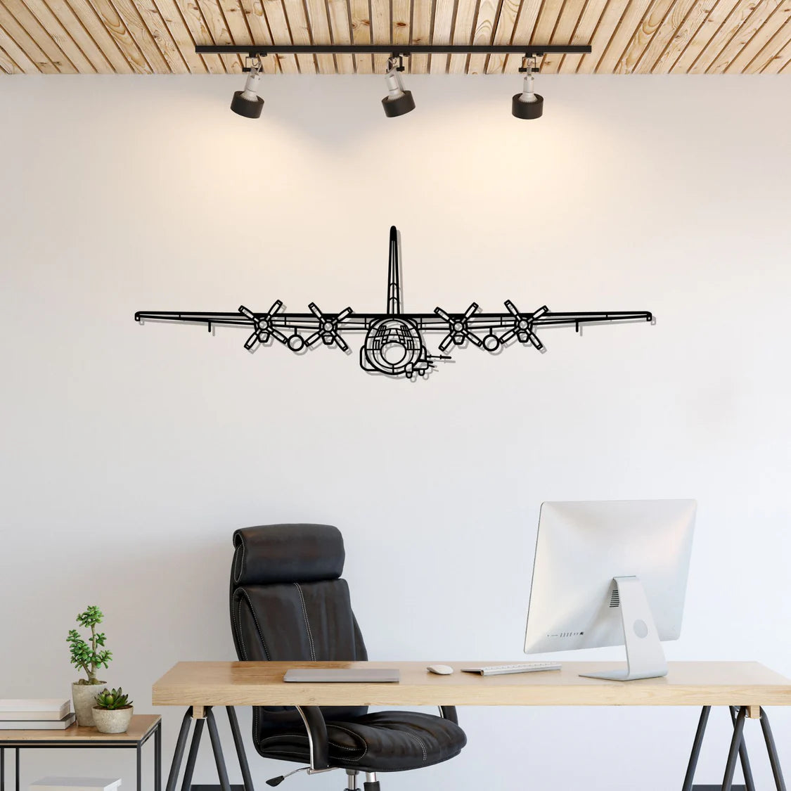 AC-130U Front Silhouette Metal Wall Art