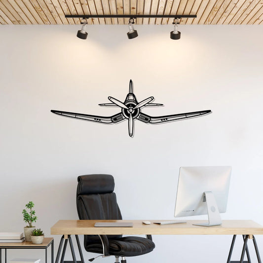 F4U Corsair Front Silhouette Metal Wall Art