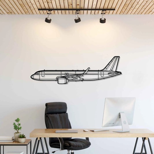 A320neo Silhouette Metal Wall Art