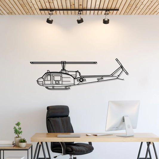 UH-1-Med Huey Silhouette Metal Wall Art