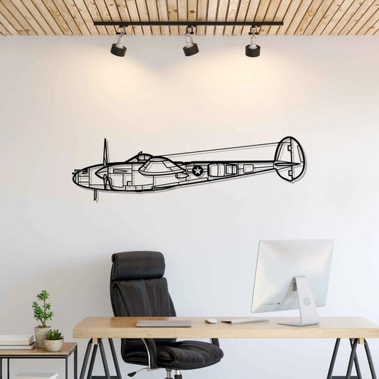 P-38L Lightning 1945 Silhouette Metal Wall Art