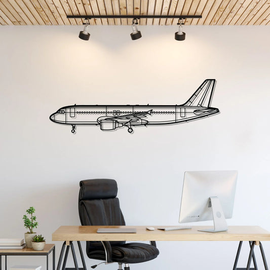 A320 CFM56 Silhouette Metal Wall Art