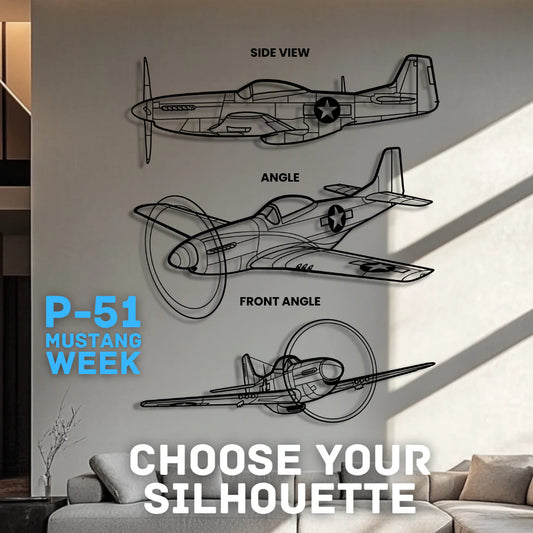 P-51 Mustang Silhouette Metal Wall Art